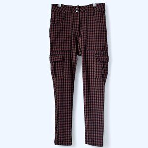 Fitted orange/brown and black plaid cargo pants by Urban Outfitters